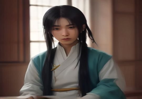韩国电影制作现场，导演与摄影师在精心布置的室内场景前讨论镜头构图，光线柔和而有层次，艺术感强烈